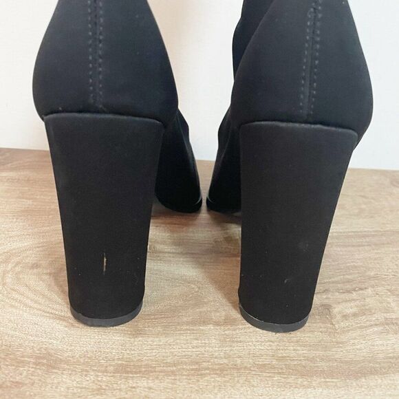 Tony Bianco Black Lila Fitted Pointed Toe High Block Heel 7 Baddie Edgy Stretchy - Picture 6 of 8